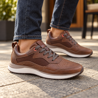 Tenis casuales 2084 Miel de cuero para hombre