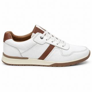 Tenis casuales 933 Blanco Coñac de cuero para hombre