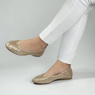 Baletas July de cuero para mujer color Peltre, puestas