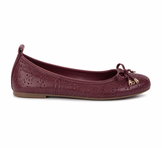Baletas July 02 de cuero para mujer color Vinotinto, vista lateral
