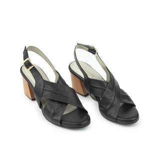 Sandalia de tacón Lili para mujer color Negro, vista angular del par