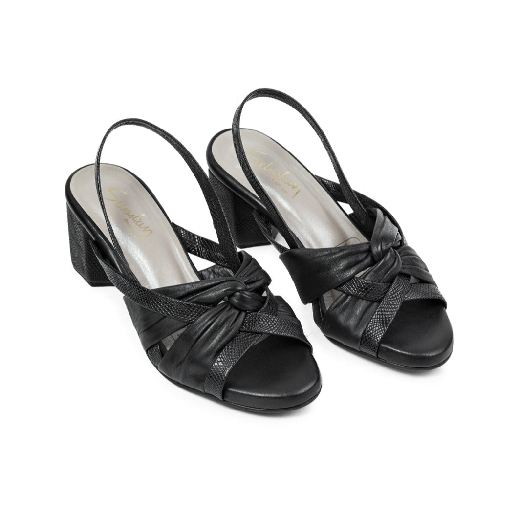 Sandalias Tacon Lucia Cuero Mujer