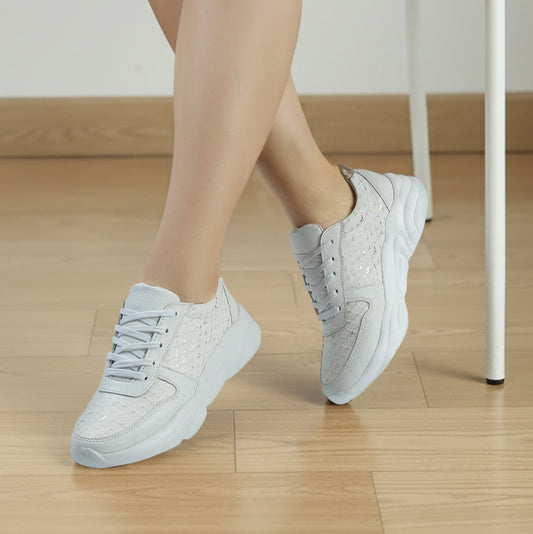 Deportivo Cuero Mujer Blanco x oro Luisa 2