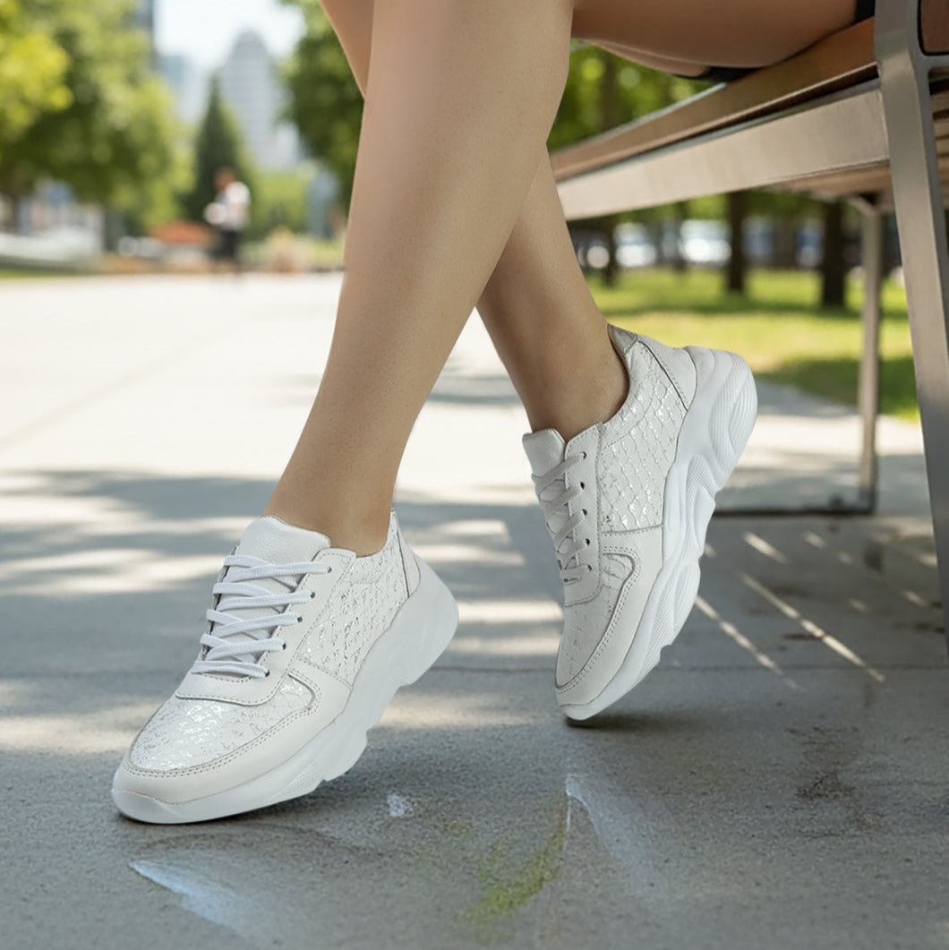 Deportivo Luisa 2 Cuero Mujer Blanco x Plata
