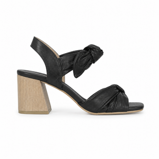 Sandalia de tacón Lupe de cuero para mujer color Negro, vista lateral