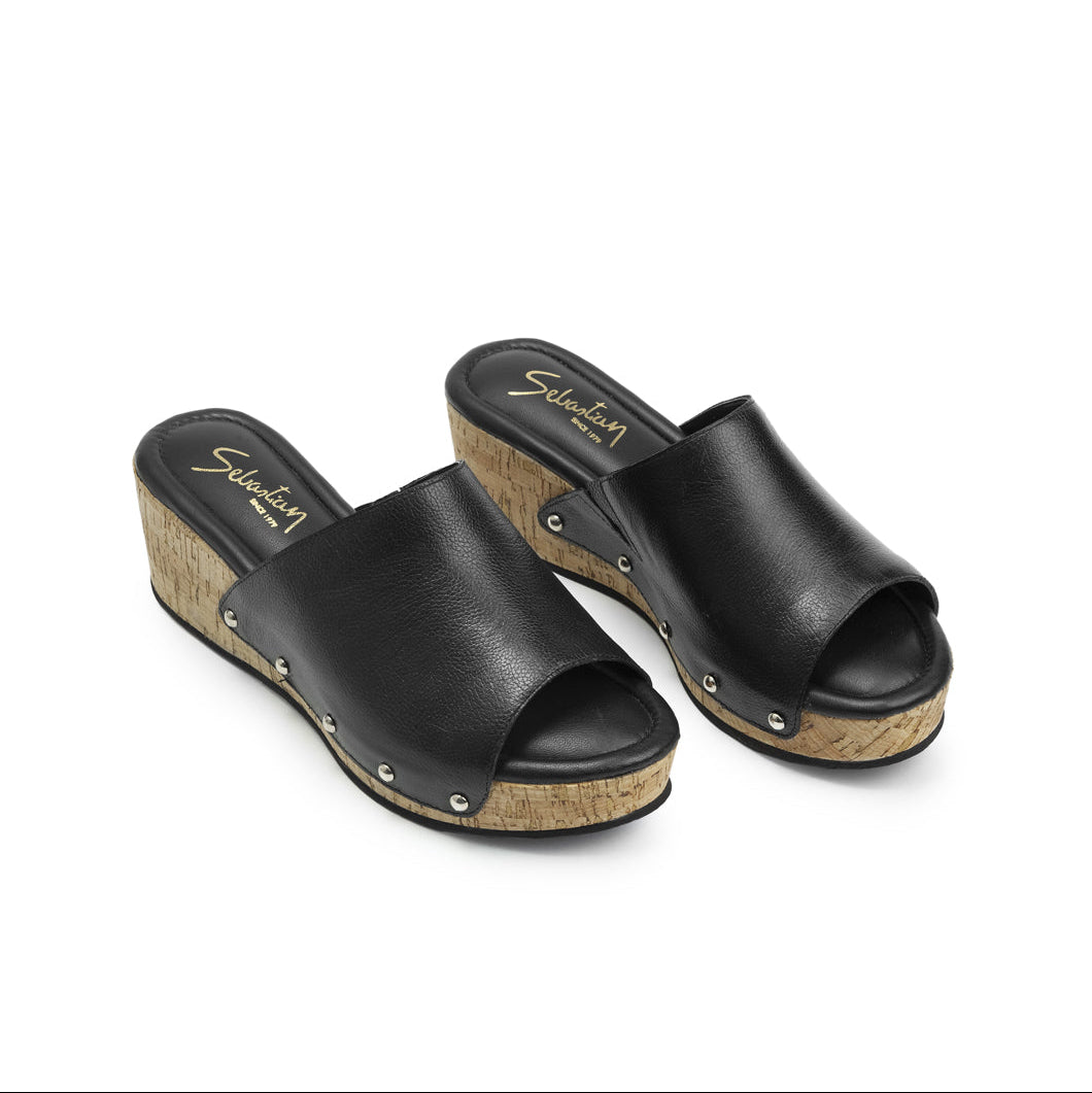 Sandalia Plataforma MAGICA Cuero Mujer Negro