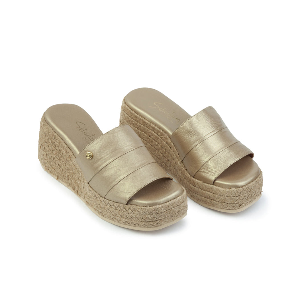 Sandalia Plataforma Margarita Cuero para Mujer