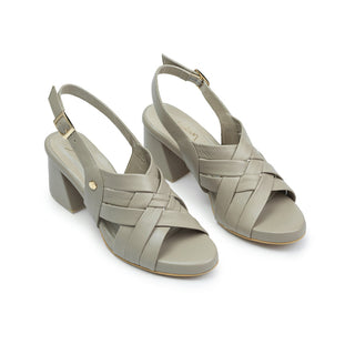 Sandalias de tacón Martina de cuero para mujer color Pardo, vista angular
