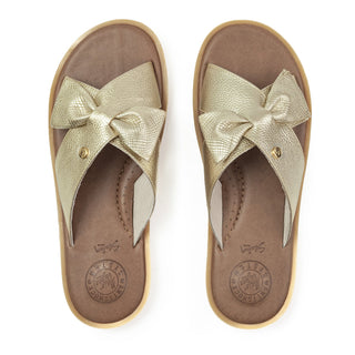 Sandalia plana MC-104 de cuero para mujer color Oro Folia, otra vista