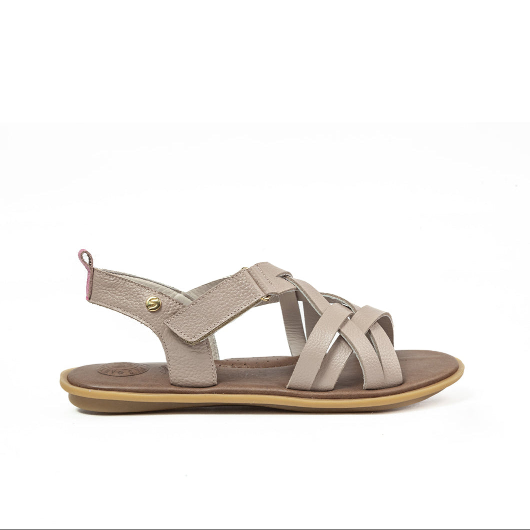 Sandalia Plana MC-152 Cuero Mujer Taupe