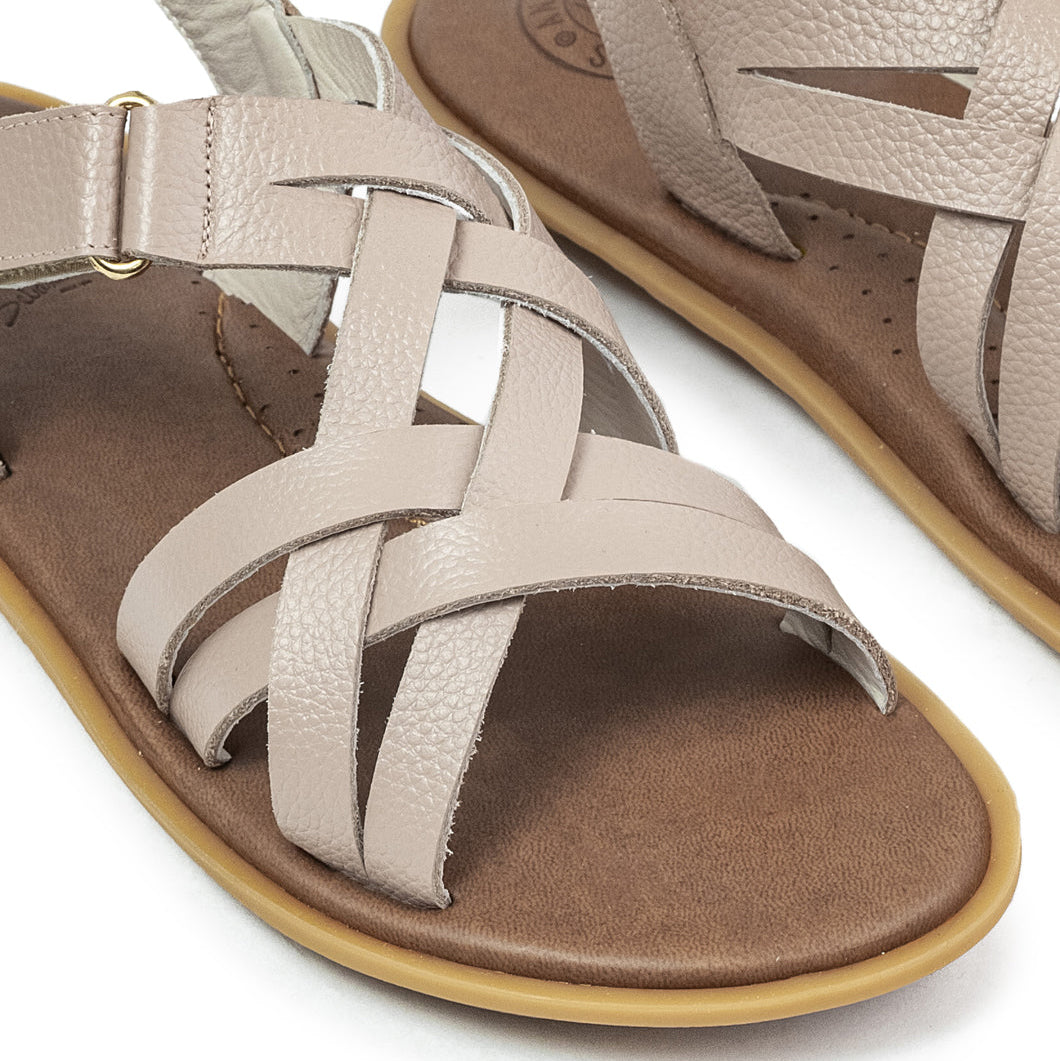 Sandalia Plana MC-152 Cuero Mujer Taupe