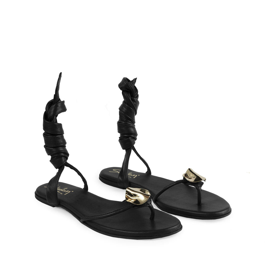 Sandalia plana  MN-116 de cuero para mujer