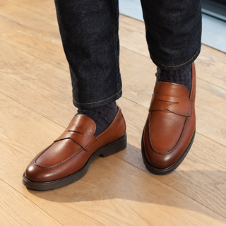 Mocasin BRUNO de cuero para hombre