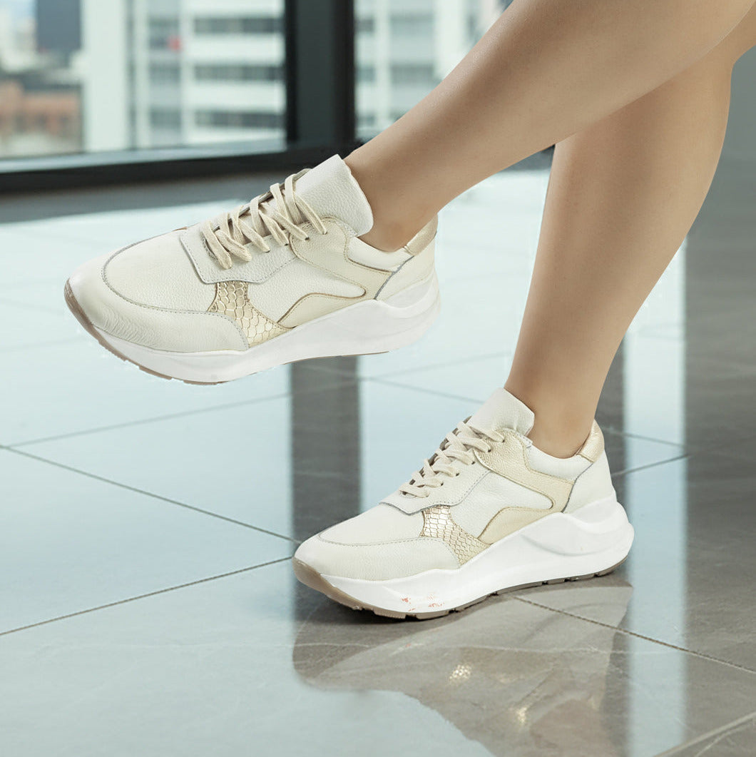 Deportivo Patina Cuero mujer Talco