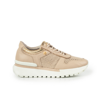 Deportivo Pretty de cuero para mujer color Beige Folia, vista lateral