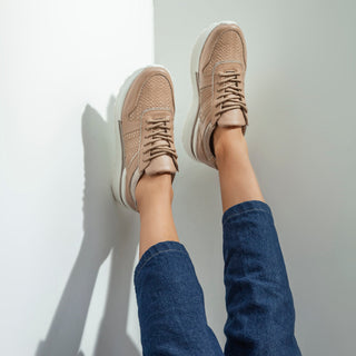 Deportivo Pretty de cuero para mujer color Taupe Folia, puestos