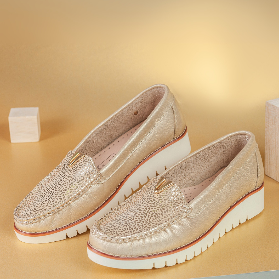 Mocasines 40-125 Oro en Cuero para Mujer