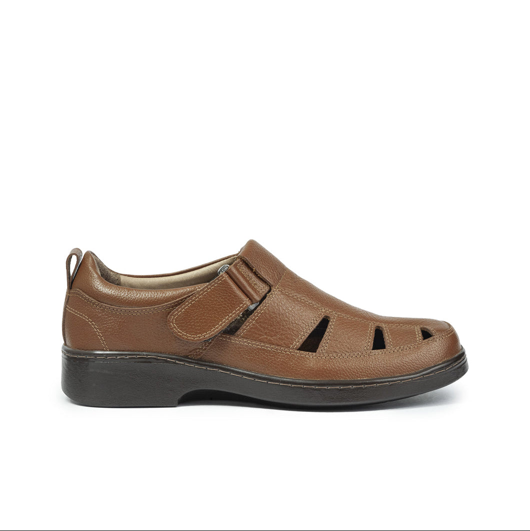 Confort Sandalias Cuero Hombre Miel 2128