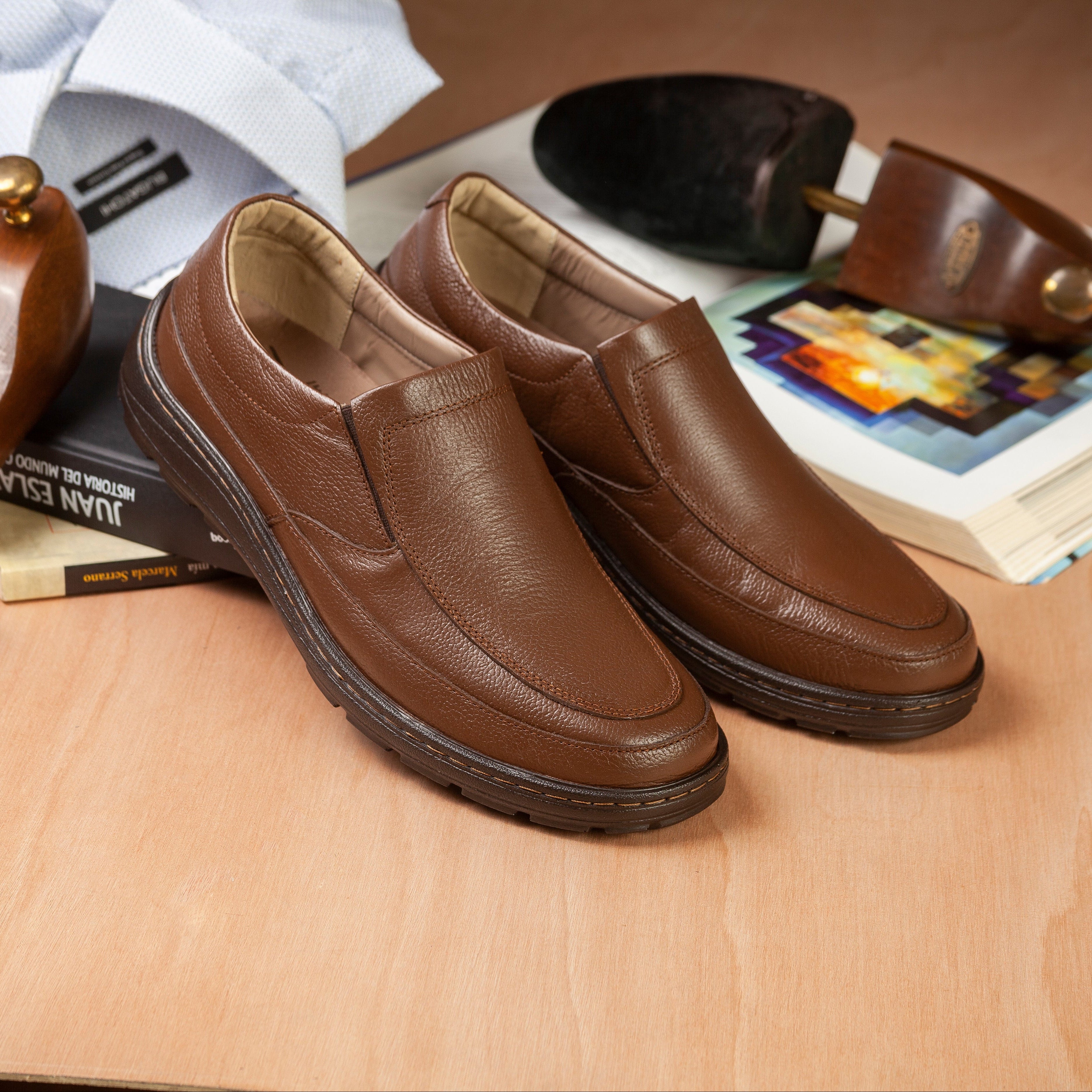 Confort 2806 En Cuero Hombre Cafe