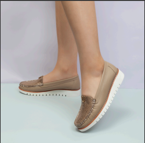 Mocasin 40-125 Cuero Dama Taupe