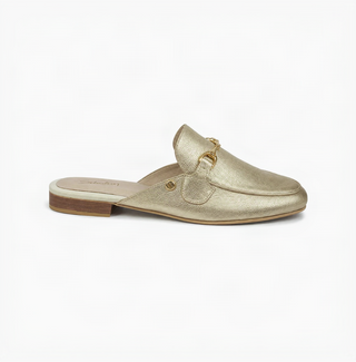 Sueco Violeta 01 de cuero para mujer color Oro italiano, vista lateral