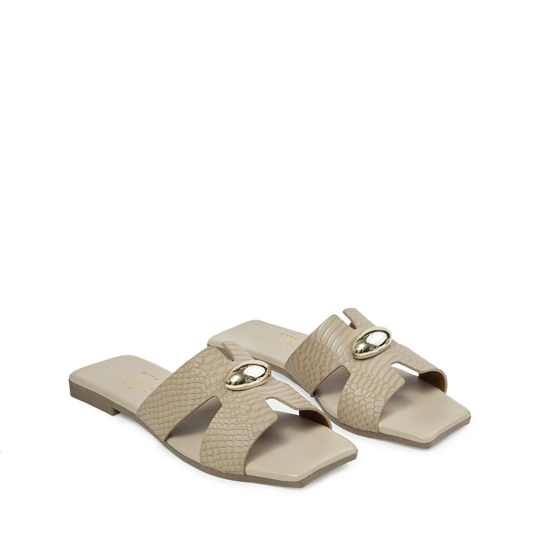 Sandalia plana Y732 de cuero para mujer