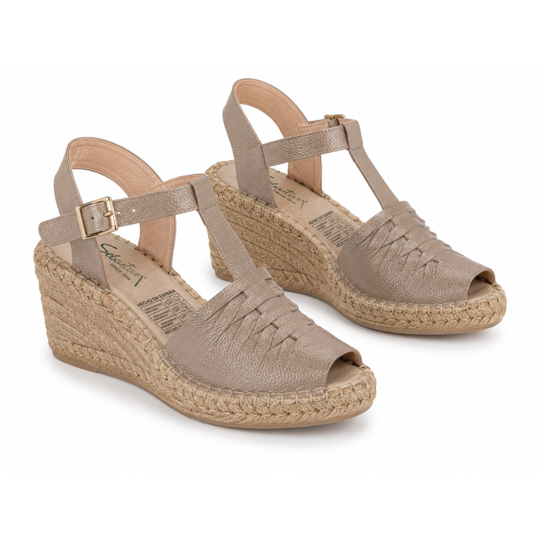 Sandalia Plataforma 4555 de cuero para mujer