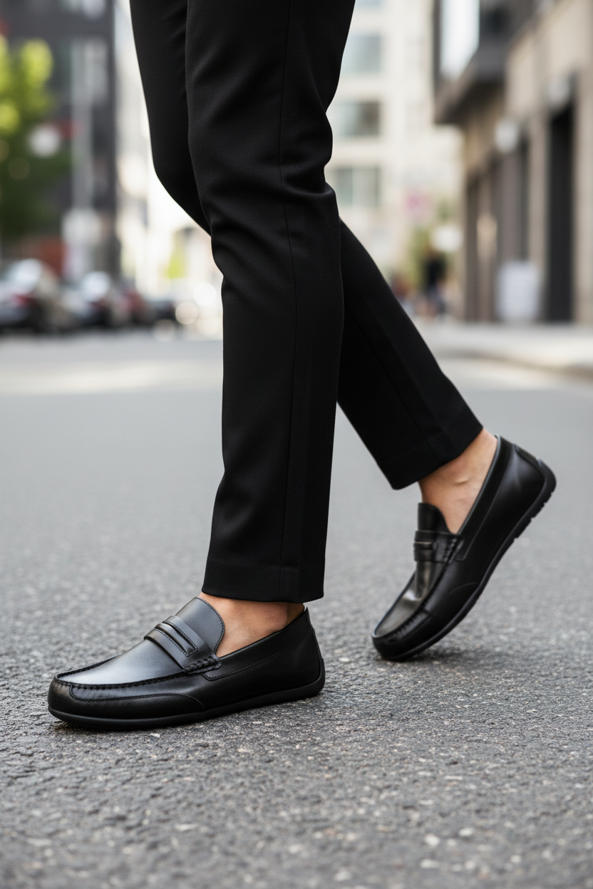 Modelo usando mocasines - formato vertical