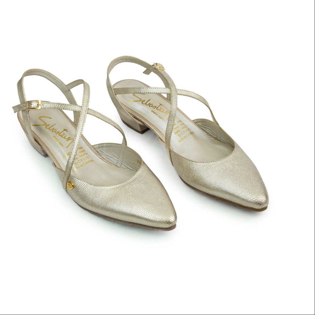 Sandalia de tacón 788 de cuero para mujer