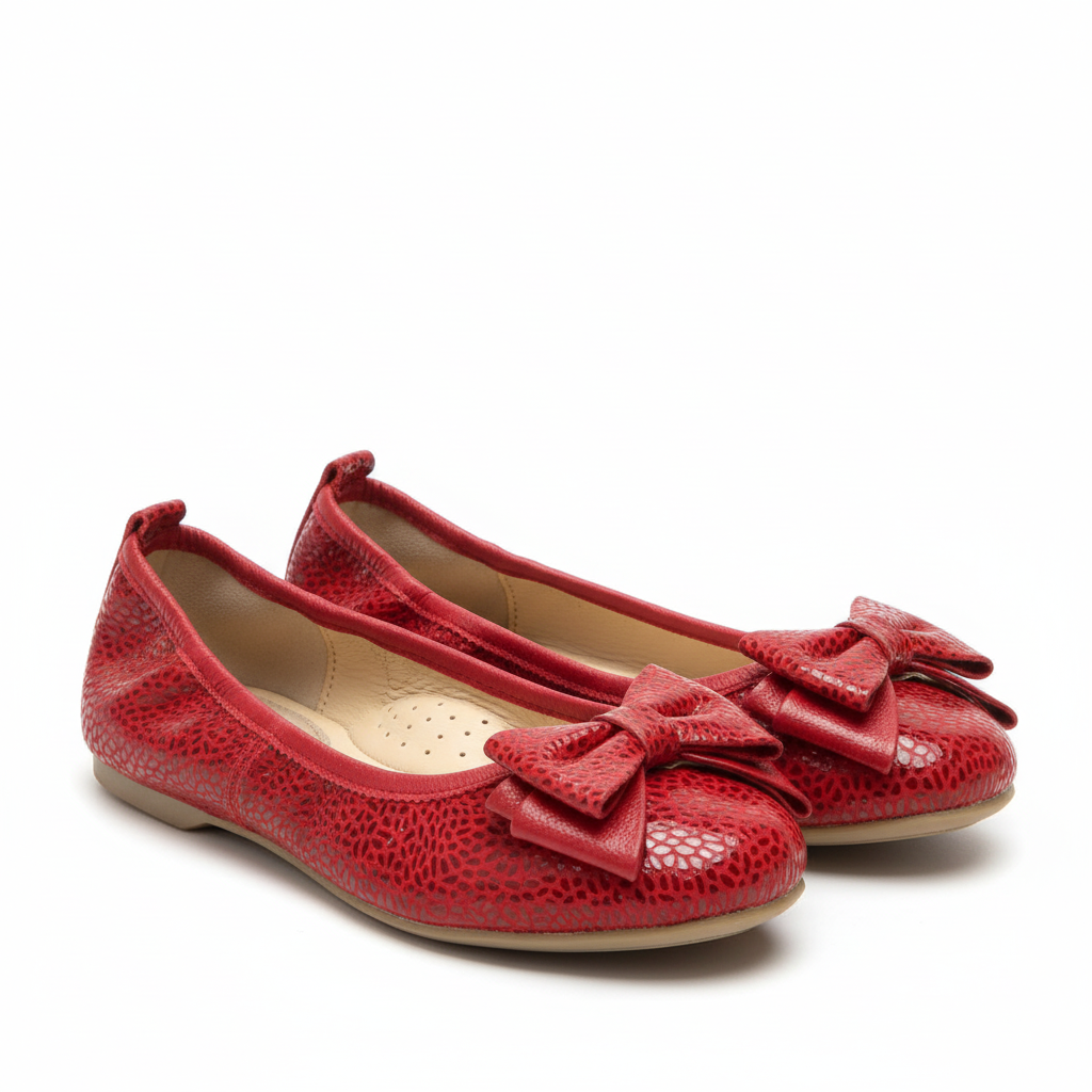 Baletas de cuero troquelado color rojo con mono desmontable para mujer Sebastian & Salvatore
