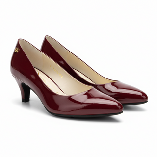 Zapatos de tacón 10183 3.5 de cuero para mujer color Vino, vista angular del par – Sebastian & Salvatore